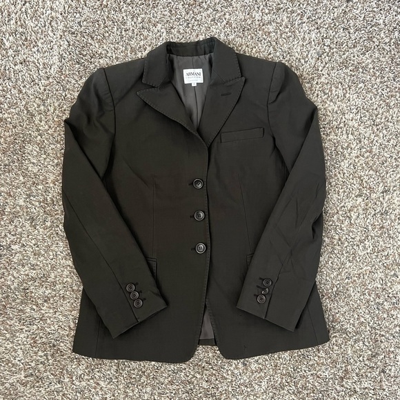 Armani Collezioni Chocolate Brown Wool Blazer - Picture 1 of 6